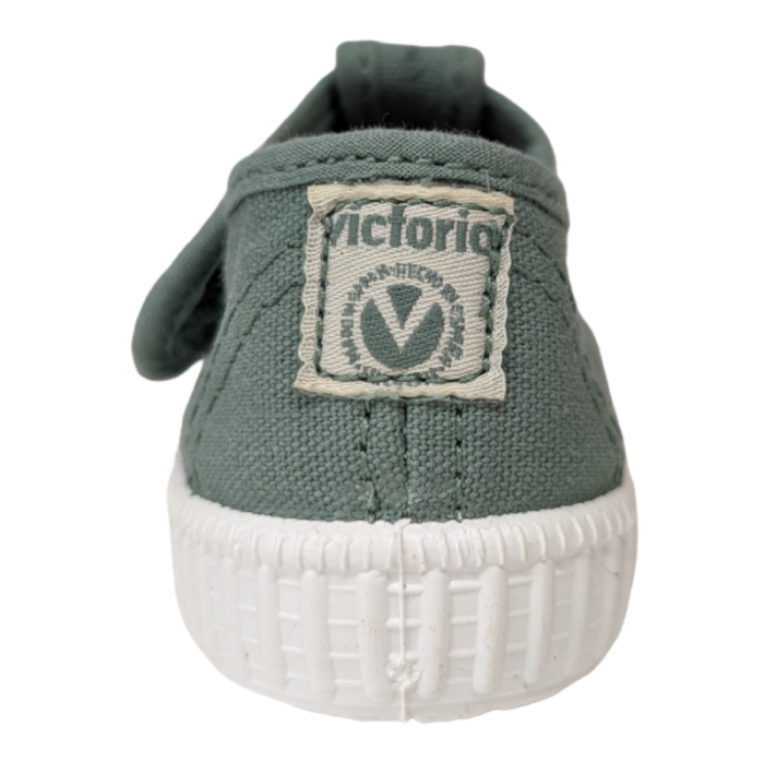 Scarpa di cotone sneakers unisex primi passi verde jade con occhietti e chiusura a strappo - Victoria