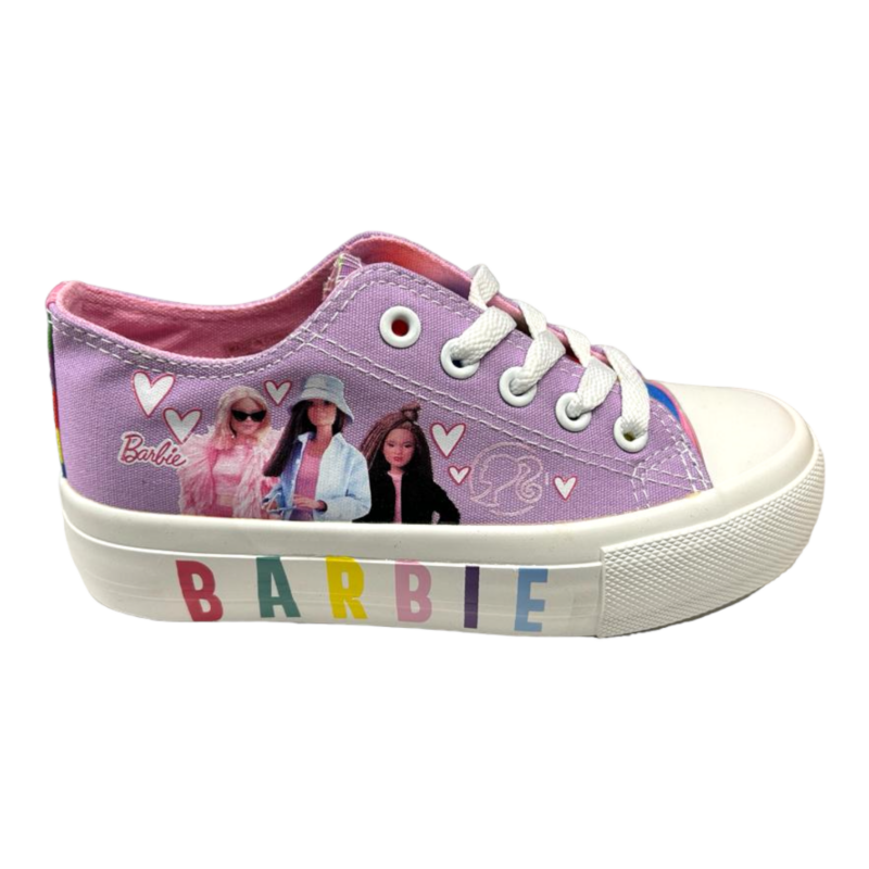Scarpa ginnica Barbie per bambina violet in tessuto con lacci – Easy Shoes 2 Scarpa ginnica Barbie in tessuto violet per bambina con lacci elastici – Easy Shoes