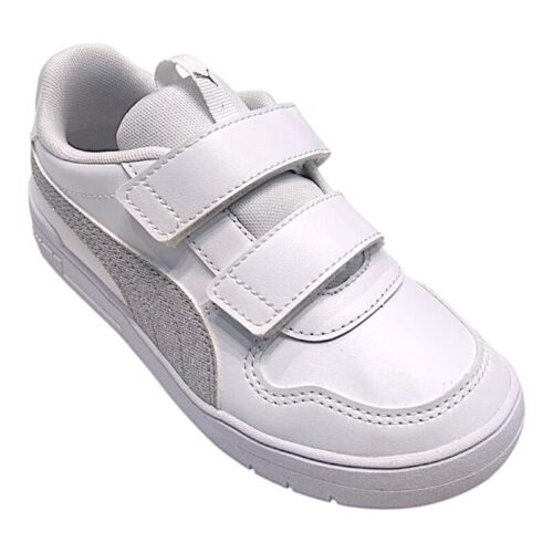Scarpa ginnica bambina con strappi in similpelle white-silver (lojacono) - Puma