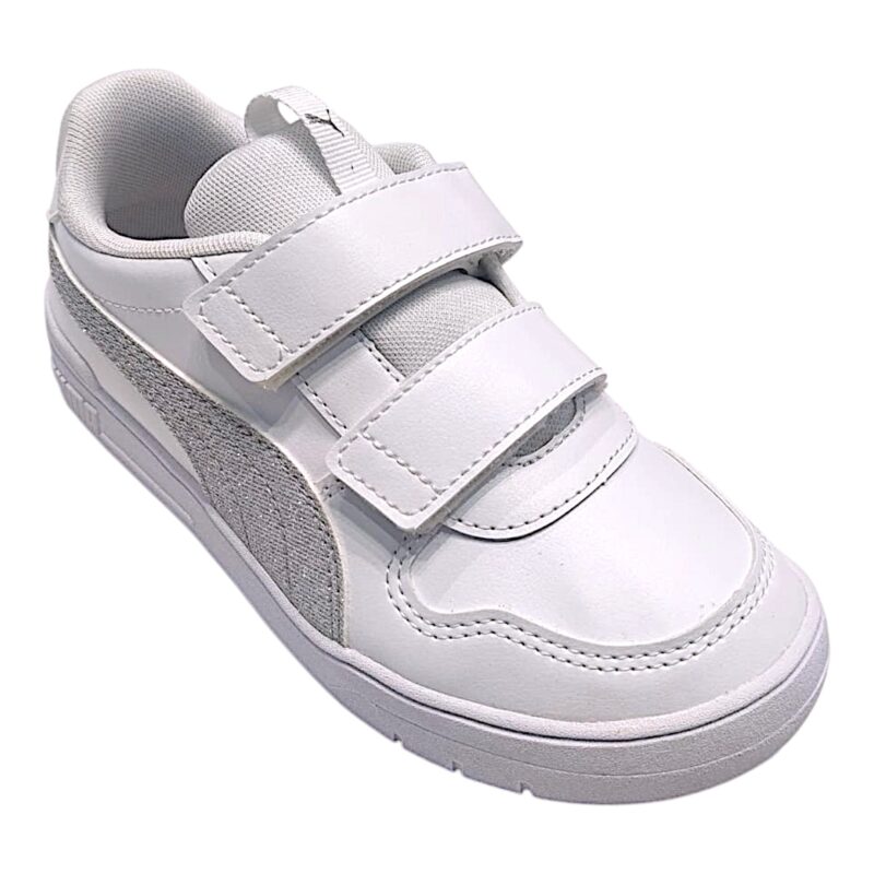 Scarpa ginnica bambina con strappi in similpelle white-silver (lojacono) - Puma