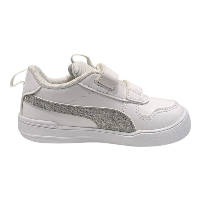 Scarpa ginnica bambina con strappi in similpelle white-silver (lojacono) - Puma