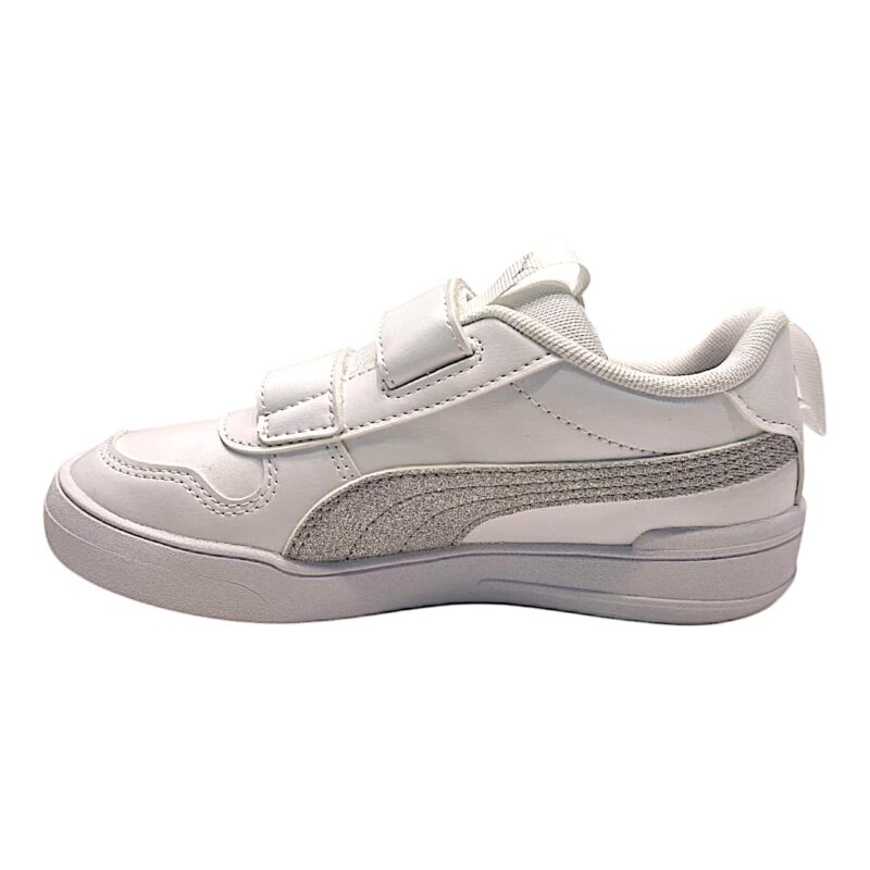 Scarpa ginnica bambina con strappi in similpelle white-silver (lojacono) - Puma