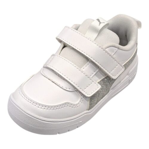 Scarpa ginnica bambina con strappi in similpelle white-silver (lojacono) - Puma