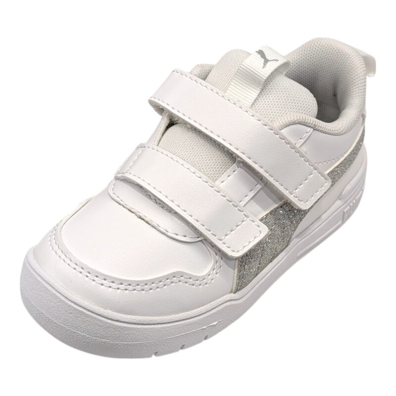 Scarpa ginnica bambina con strappi in similpelle white-silver (lojacono) - Puma