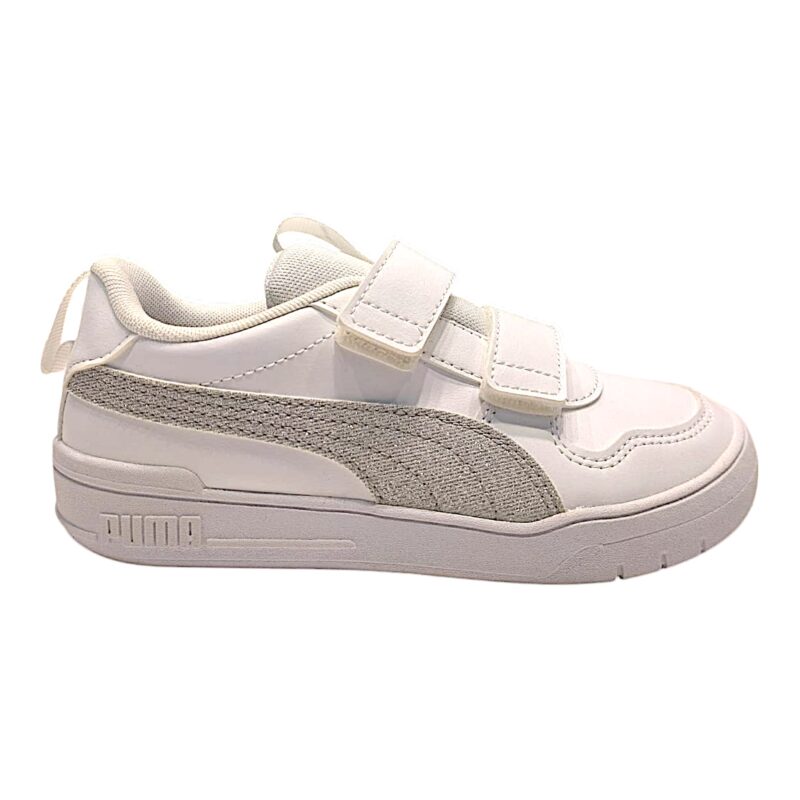 Scarpa ginnica bambina con strappi in similpelle white-silver (lojacono) - Puma