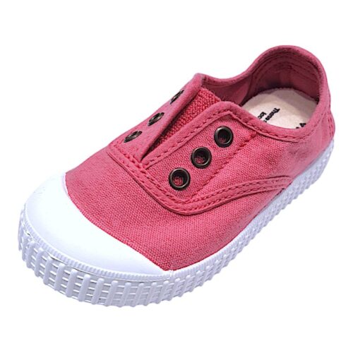 Scarpa ginnica bambina di cotone rosa fragola con elastico senza lacci - Victoria