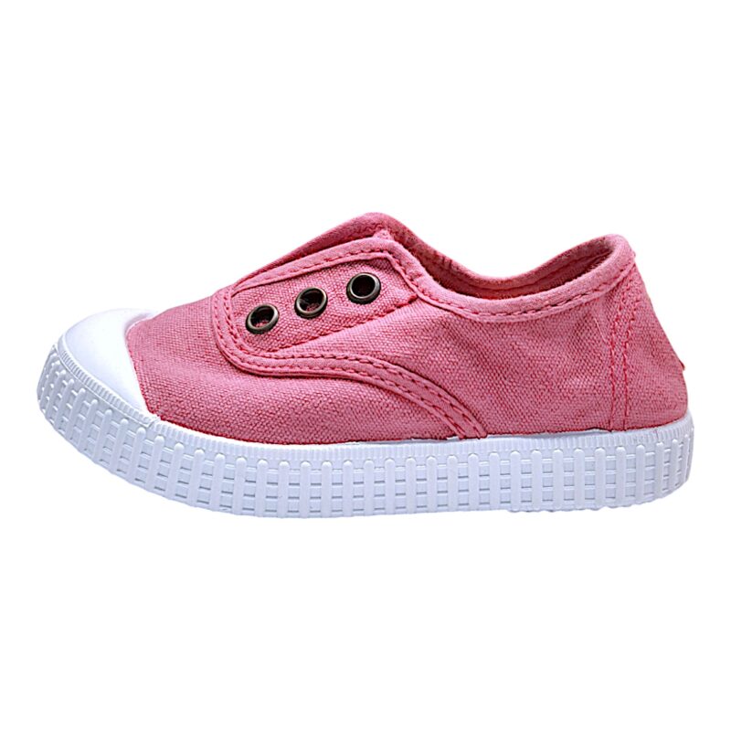Scarpa ginnica bambina di cotone rosa fragola con elastico senza lacci - Victoria