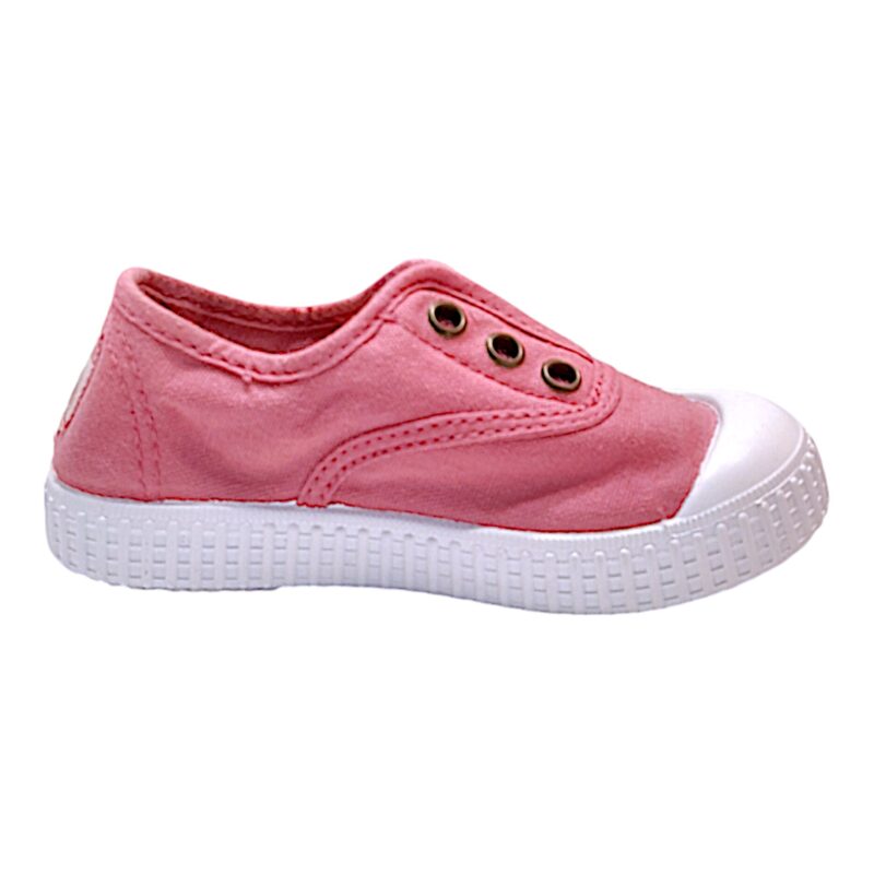 Scarpa ginnica bambina di cotone rosa fragola con elastico senza lacci - Victoria