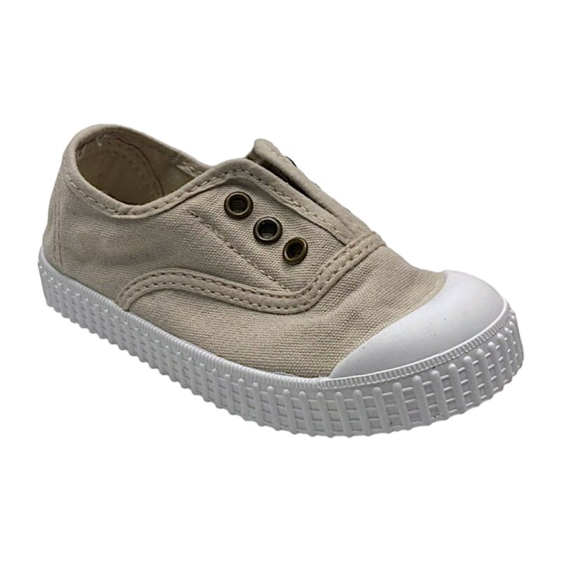 Scarpa ginnica bambino di cotone beige con elastico senza lacci - Victoria