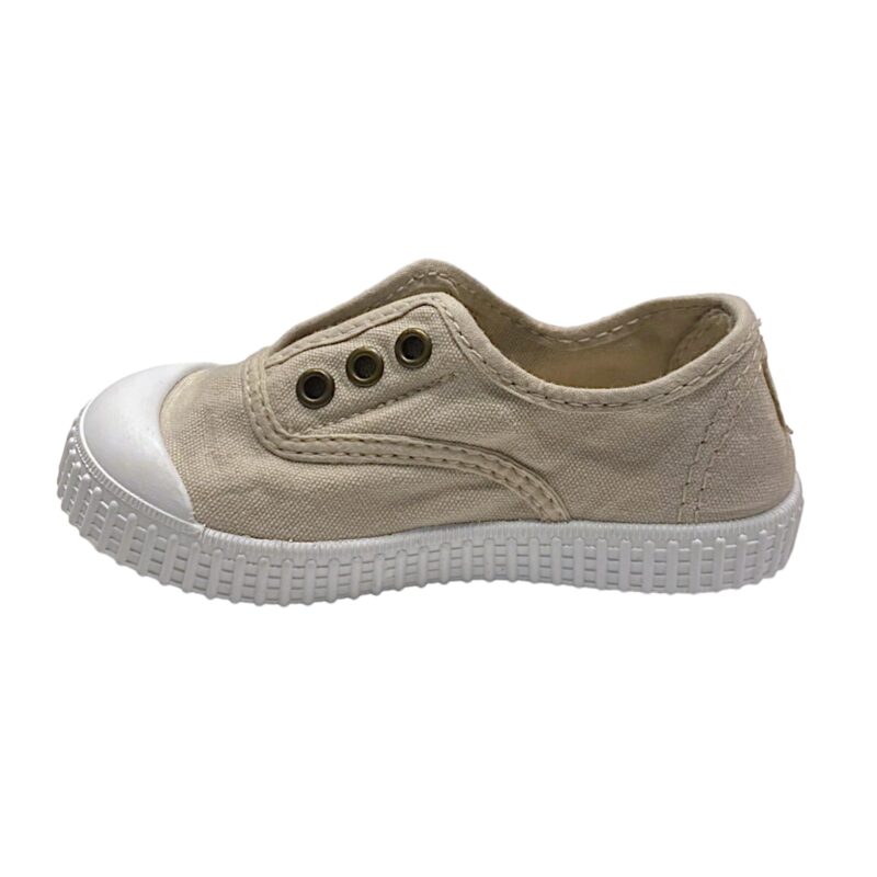 Scarpa ginnica bambino di cotone beige con elastico senza lacci - Victoria