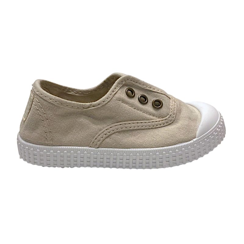 Scarpa ginnica bambino di cotone beige con elastico senza lacci - Victoria