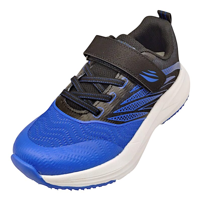 Scarpa ginnica bambino nero e blu royal con strappo e lacci - Grunland