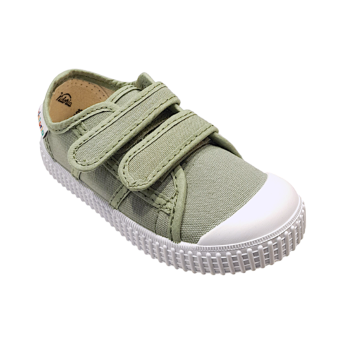 Scarpa ginnica di cotone verde aloe con due strappi frontali - Victoria