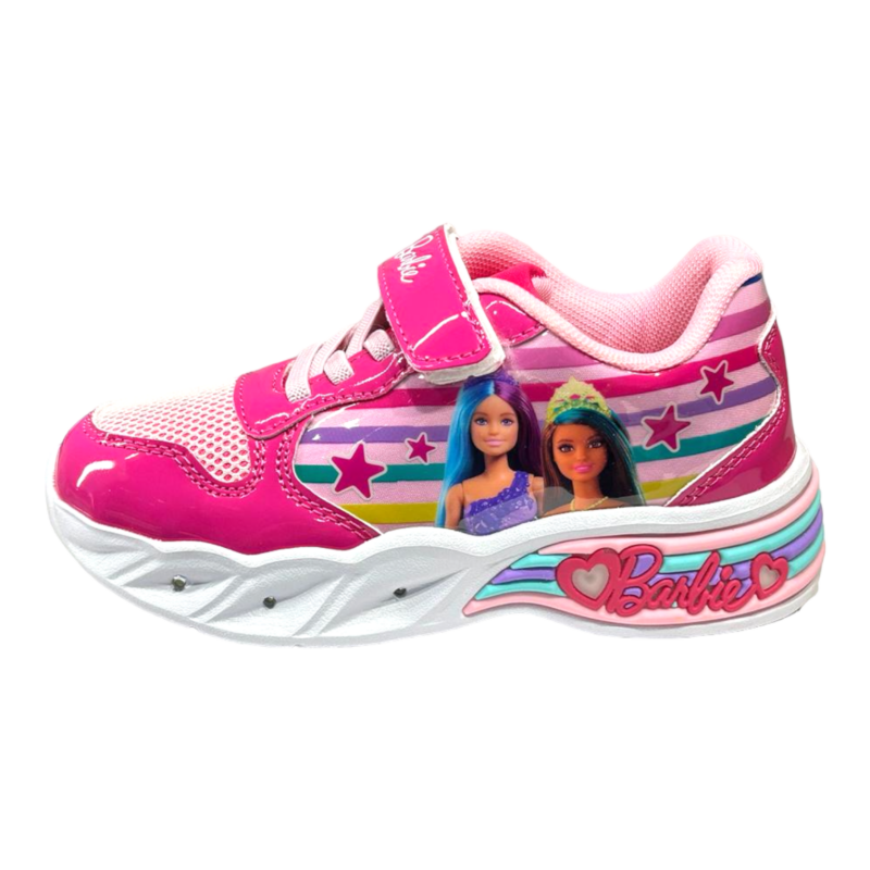 Scarpa ginnica fucsia per bambina Barbie con luci, strappo e lacci elastici – Easy Shoes 3 Scarpa ginnica fucsia per bambina Barbie con luci, strappo e lacci elastici – Easy Shoes