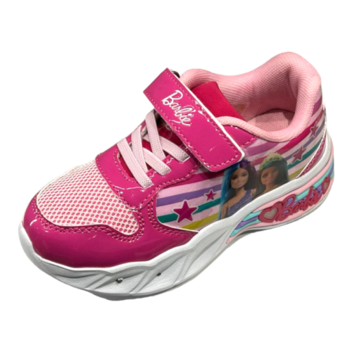 Scarpa ginnica fucsia per bambina Barbie con luci, strappo e lacci elastici – Easy Shoes