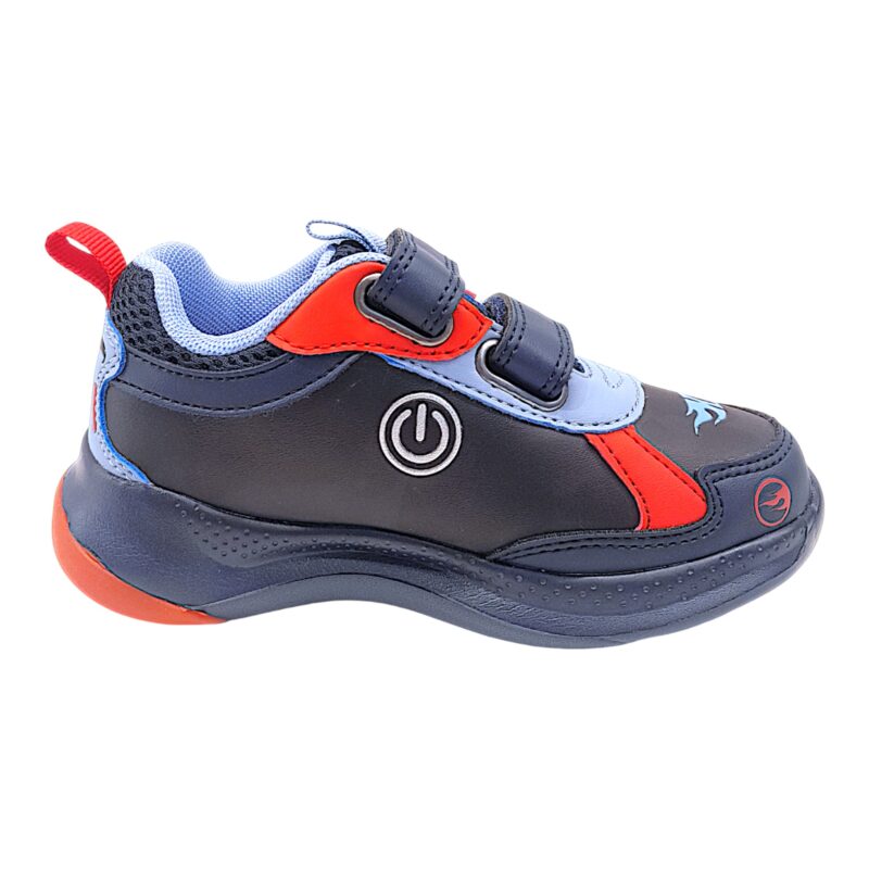 Scarpa ginnica per bambino blu-rossa Hot Wheels con luci, strappi e lacci elasticizzati - Primigi