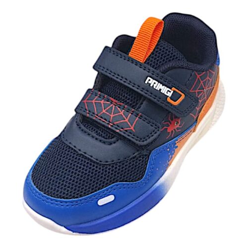 Scarpa ginnica per bambino nera-blu-arancione con ragnatele e personaggio Spiderman – Primigi