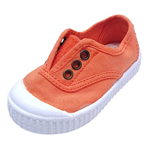 Scarpa ginnica primi passi unisex di cotone arancione con elastico senza lacci - Victoria