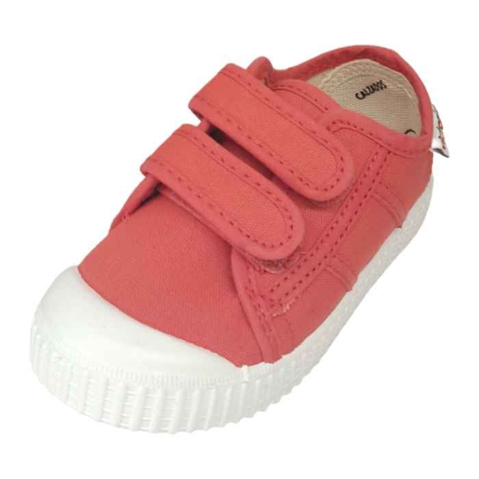 Scarpa ginnica sneaker per bambina di cotone rosa dalia con due strappi frontali - Victoria