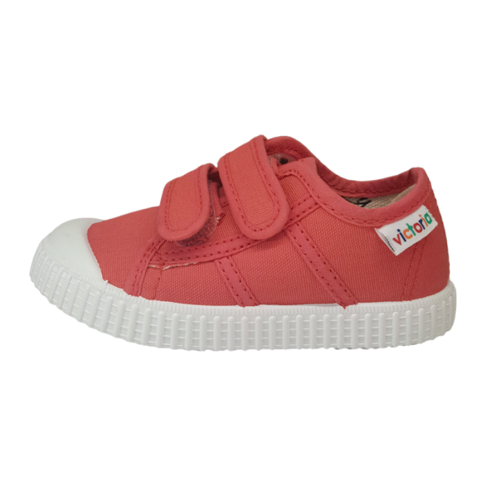 Scarpa ginnica sneaker per bambina di cotone rosa dalia con due strappi frontali - Victoria