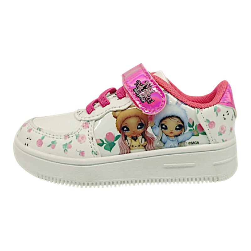 Scarpa ginnica sneaker per bambina Na Na Na Force bianca-fucsia con strappo e lacci elastici – Easy Shoes 3 Scarpa ginnica sneakers per bambina Nanana Surprise Force bianca-fucsia con strappo e lacci elastici – Easy Shoes