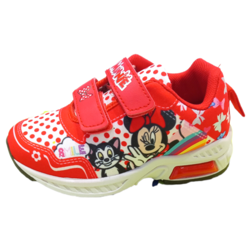 Scarpa ginnica sneakers rosse per bambina Minnie con doppio strappo e luci – Easy Shoes 1