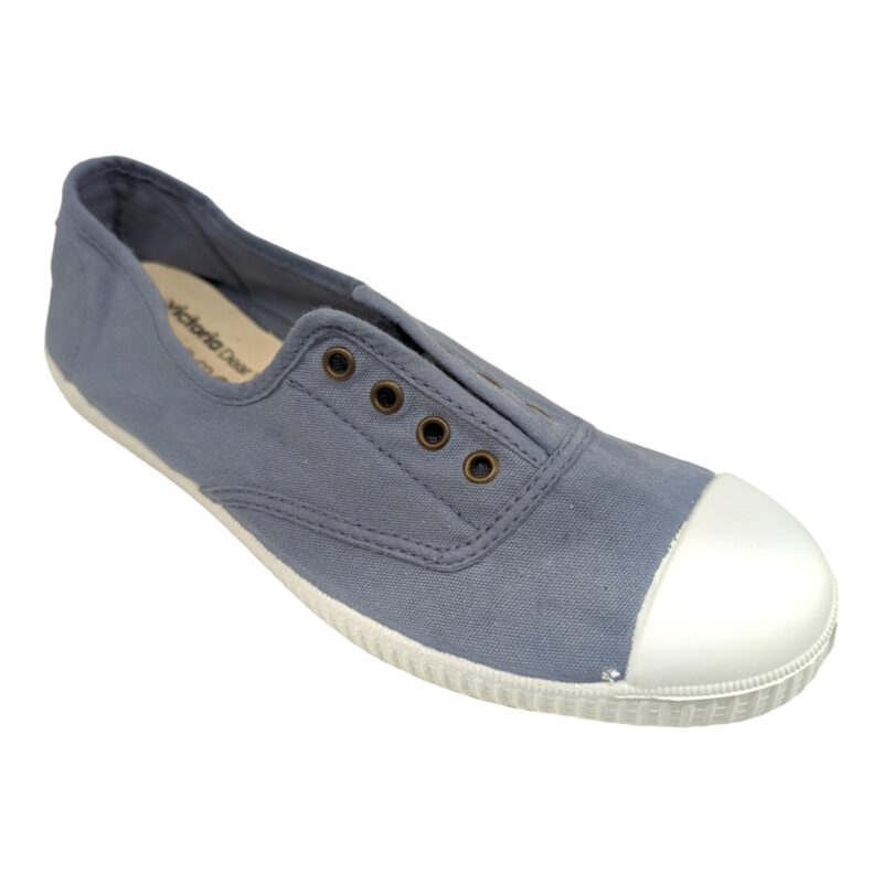 Scarpa ginnica unisex di cotone azzurro con elastico senza lacci - Victoria