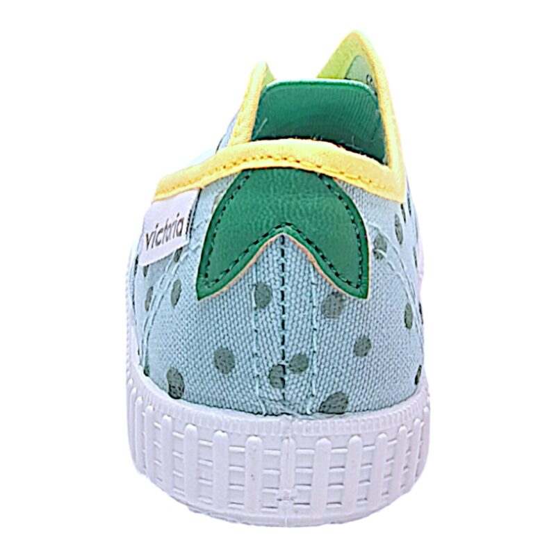 Scarpa ginnica unisex di cotone verde e pois verde bosco con elastico, senza lacci - Victoria
