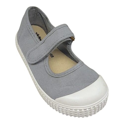Scarpa in cotone azzurro nube modello ballerina per bambina con chiusura a strappo – Victoria