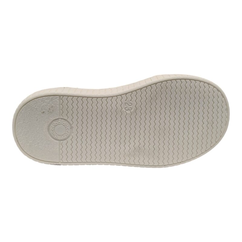 Scarpa per bambina con occhietti in tessuto biancorosa e disegno cavallo - Balducci