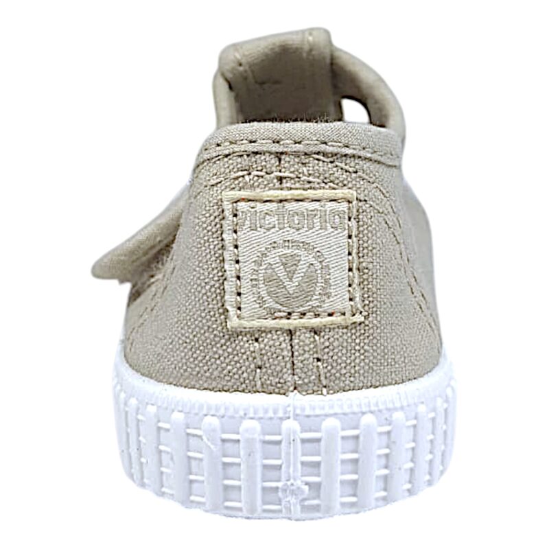 Scarpa con occhietti per bambina e bambino beige hielo in cotone con apertura a strappo – Victoria 4 Scarpa per bambina e bambino primi passi beige hielo in cotone con strappo – Victoria