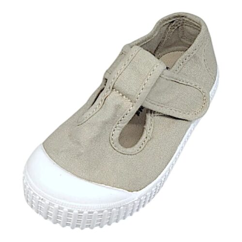 Scarpa per bambina e bambino primi passi beige hielo in cotone con strappo – Victoria