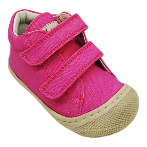 Scarpa primi passi bambina in tessuto fucsia con doppio strappo – Naturino