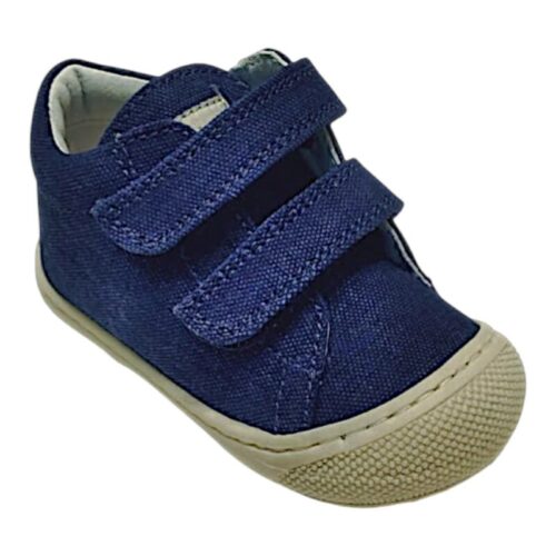 Scarpa primi passi in tessuto blu con doppio strappo – Naturino