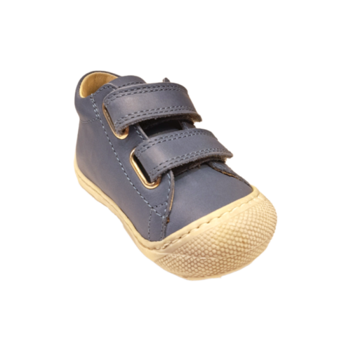 Scarpa primi passi per bambino Cocoon celeste con strappi e suola bianca – Naturino