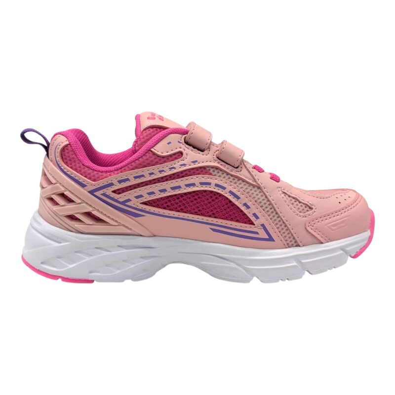 Scarpa sportiva rosa-fucsia-lilla per bambina con strappo e lacci elastici – Giardino d'Oro 2 Scarpa sportiva per bambina rosa, fucsia e lilla con strappo e lacci elastici – Giardino d'Oro