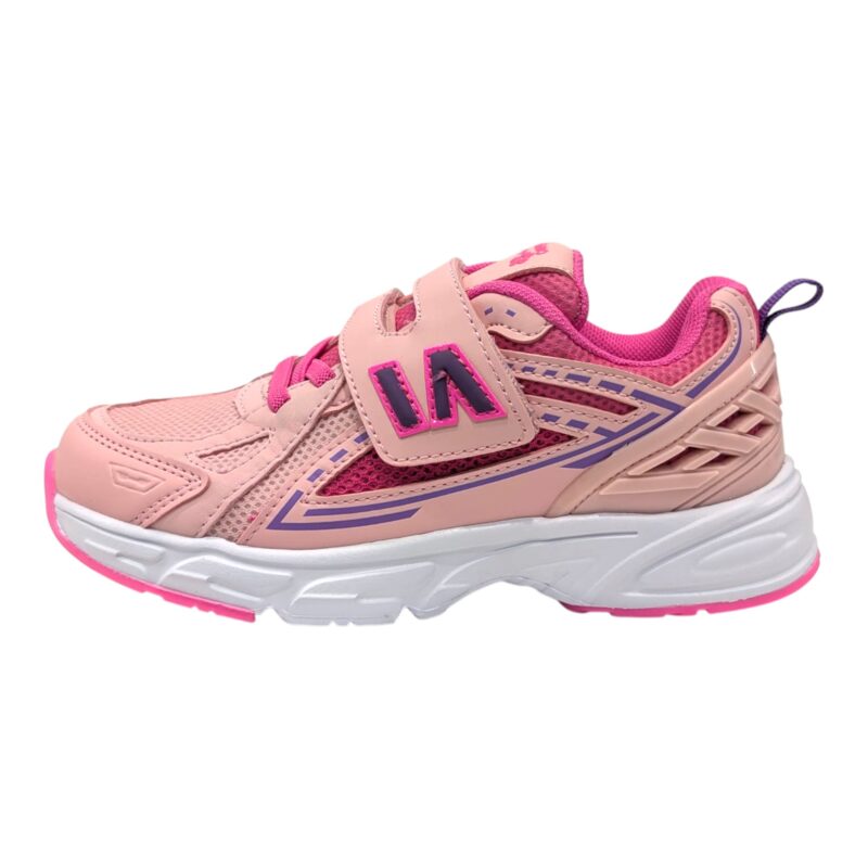 Scarpa sportiva rosa-fucsia-lilla per bambina con strappo e lacci elastici – Giardino d'Oro 3 Scarpa sportiva per bambina rosa, fucsia e lilla con strappo e lacci elastici – Giardino d'Oro