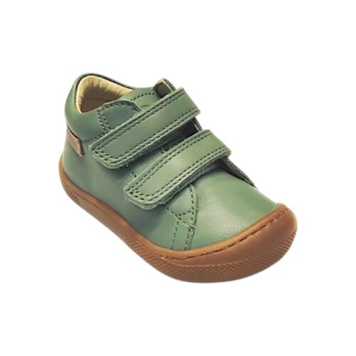 Scarpe sneakers barefoot primi passi honey verde salvia per bambino con doppio strappo - Naturino