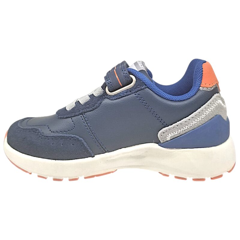 Scarpe sportive blu per bambino con B arancione, strappo e lacci elastici - Biomecanics 3 Scarpe sportive blu per bambino con B arancione, strappo e lacci elastici - Biomecanics