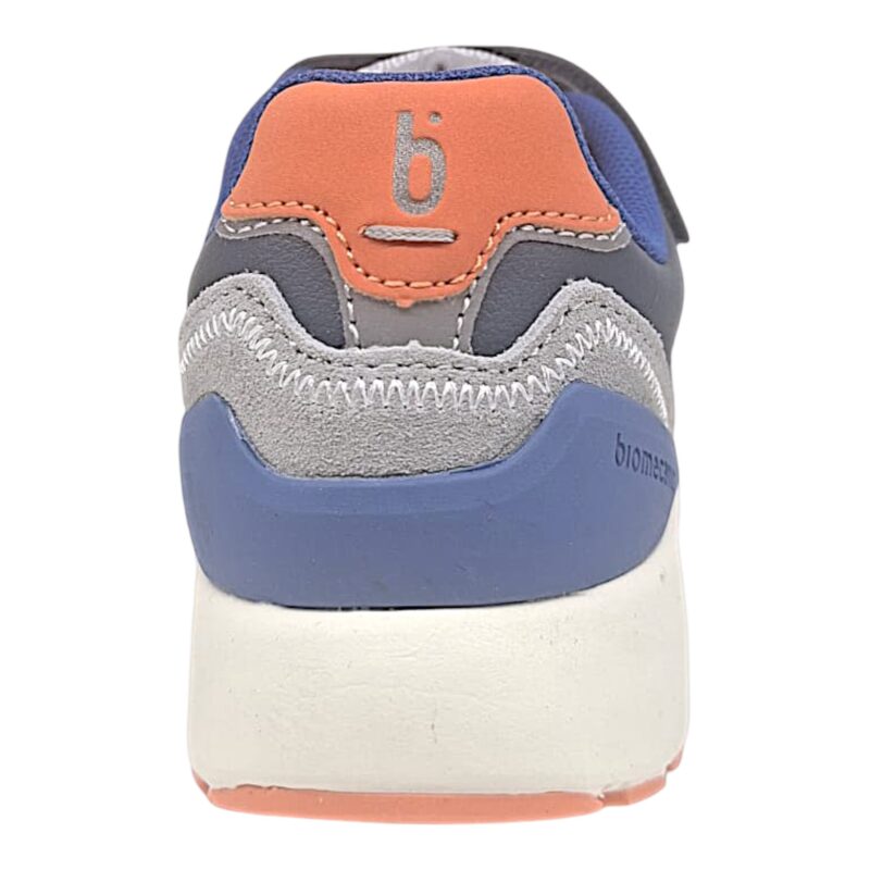 Scarpe sportive blu per bambino con B arancione, strappo e lacci elastici - Biomecanics 4 Scarpe sportive blu per bambino con B arancione, strappo e lacci elastici - Biomecanics