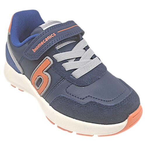 Scarpe sportive blu per bambino con B arancione, strappo e lacci elastici - Biomecanics 12 Scarpe sportive blu per bambino con B arancione, strappo e lacci elastici - Biomecanics