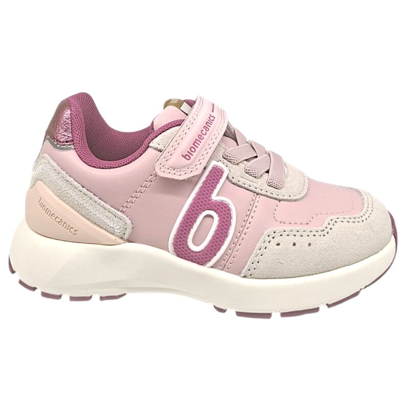 Scarpe sportive rosa per bambina con strappo, lacci elastici e B laterale fucsia - Biomecanics 2 Scarpe sportive rosa per bambina con strappo, lacci elastici e B laterale fucsia - Biomecanics