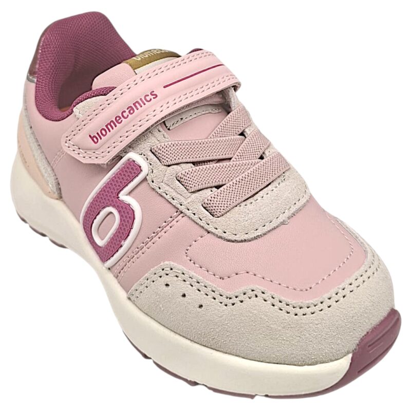 Scarpe sportive rosa per bambina con strappo, lacci elastici e B laterale fucsia - Biomecanics 1 Scarpe sportive rosa per bambina con strappo, lacci elastici e B laterale fucsia - Biomecanics