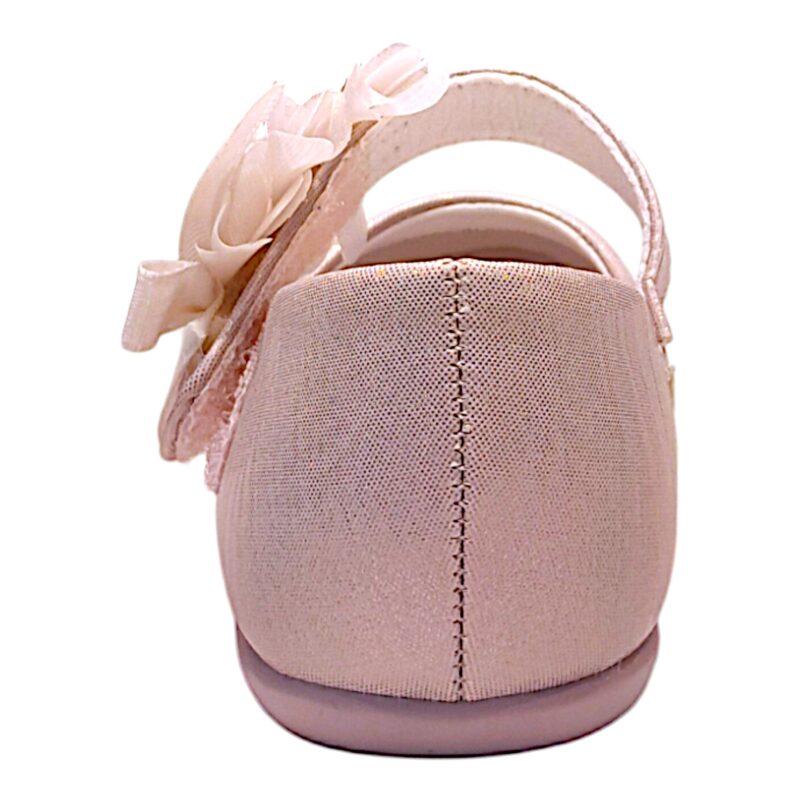 Scarpetta baby rosa cangiante da cerimonia per bambina effetto tessuto con fascia floreale – Giardino d'Oro 4 Scarpetta baby da cerimonia bambina rosa cangiante effetto tessuto con fascia floreale – Giardino d'Oro