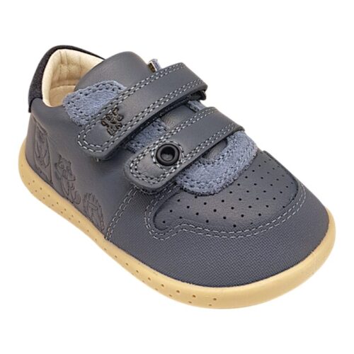 Scarpetta barefoot blu petrolio con orsetto, procione, riccio e doppio  strappo per bambino – GARVALÍN