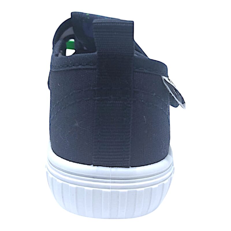 Scarpetta blu in tessuto per bambino con dinosauro in rilievo, dinosauri multicolor e strappo – Giardino d'Oro 4 Scarpetta blu in tessuto per bambino con dinosauro in rilievo, dinosauri multicolor e strappo – Giardino d'Oro