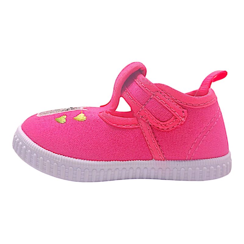 Scarpetta da casa per bambina in tessuto fucsia con gattino glitter e strappo – Giardino d'Oro 3 Scarpetta casa per bambina in tessuto fuxia con gattino glitter e strappo – Giardino d'Oro
