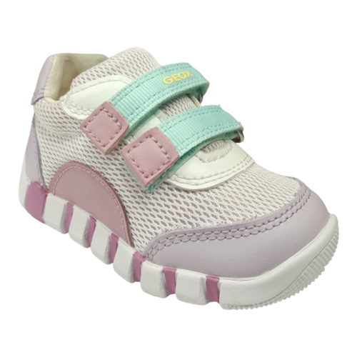 Scarpina da ginnastica bimba rosa-lilla-bianca con strappi - Geox