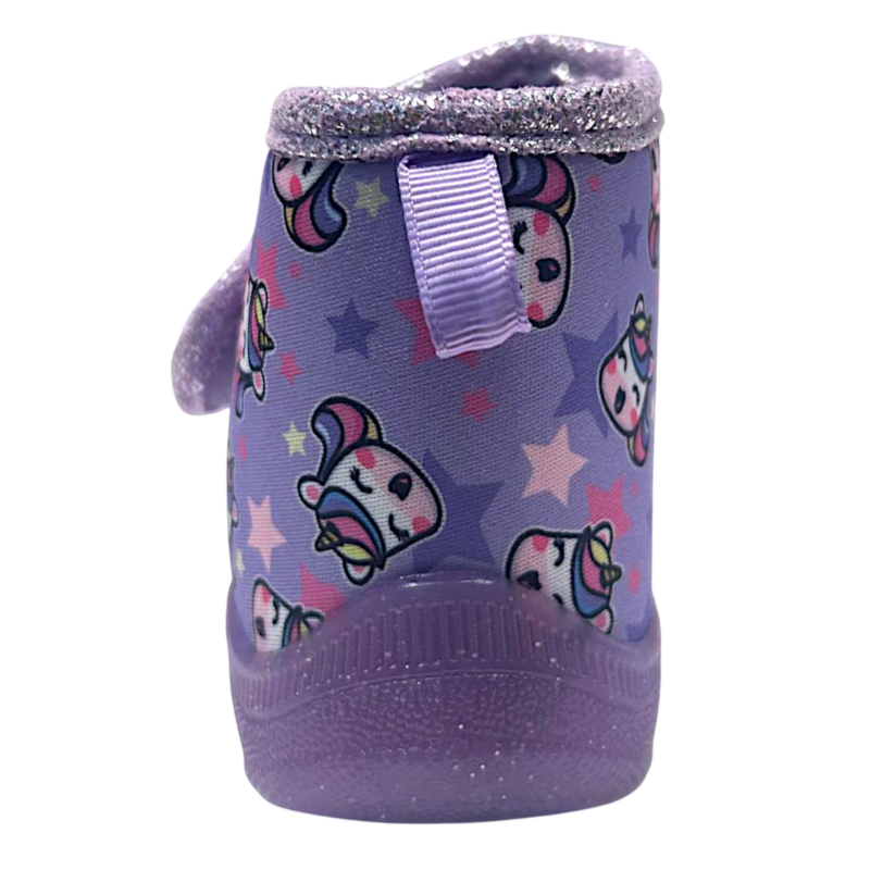 Scarpina per asilo lilla-multicolor per bambina con unicorni e strappo – Alek Moda Silver 3 Scarpina per asilo lilla-multicolor per bambina con unicorni e strappo – Alek Moda Silver