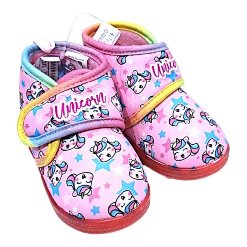 Scarpina per asilo rosa-multicolor per bambina con unicorni e strappo – Alek Moda Silver 17 Scarpina per asilo rosa-multicolor per bambina con unicorni e strappo – Alek Moda Silver